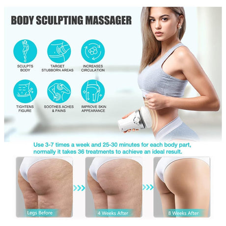 Vlianz Cellulite Massager Electric Fat Remover, Body Sculpting Machine for Stomach Fat with 6 Skin Friendly Washable Pads, Body Sculpting Massager for Belly Legs Butt Arm