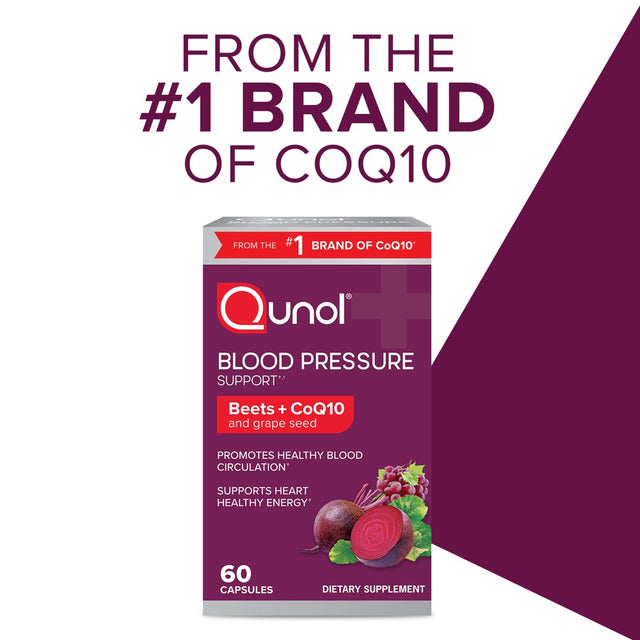 Qunol Blood Pressure Support Capsules, 1180Mg, Beets, Coq10, and Grape Seed, 60 Count