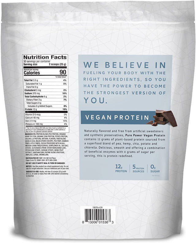 Dr. Mercola Vegan Protein Chocolate - Perfect Blend of Pea, Hemp, Chia, Chlorella & Potato Proteins - Gluten-Free - Naturally Flavored - 1 Lb 6.5 Oz (750G)