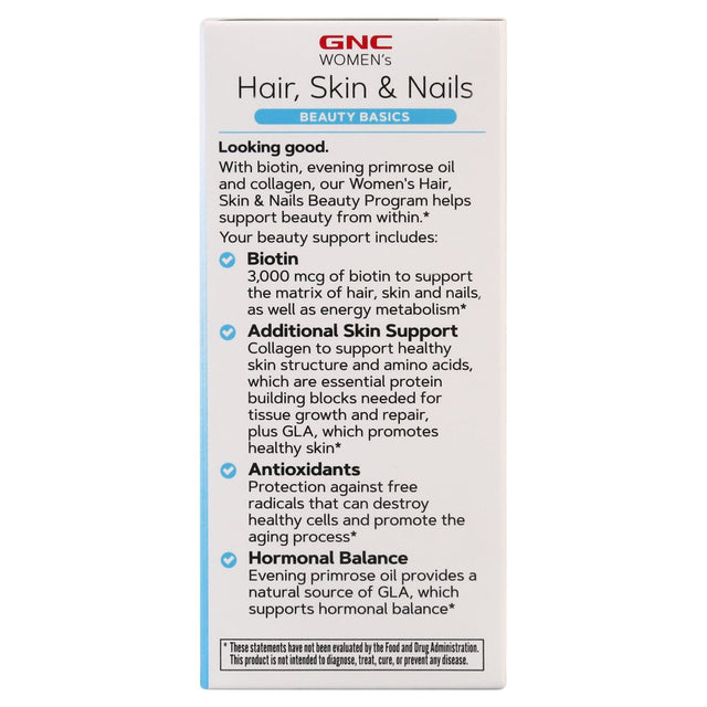 GNC Hair, Skin, & Nails Beauty Program, 30-Day Supply, 3-Part Kit Featuring 3000 Mcg Biotin, Vitamins, Minerals, Omegas, and Collagen