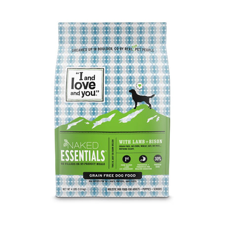"I and Love and You" Naked Essentials Dry Dog Food, Grain-Free Lamb & Bison, 4 Lb