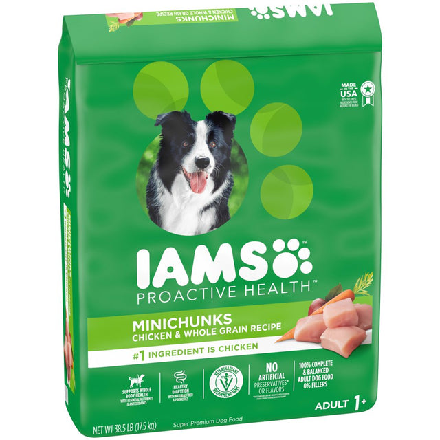 IAMS Adult Minichunks Small Kibble High Protein Dry Dog Food with Real Chicken, 38.5 Lb. Bag