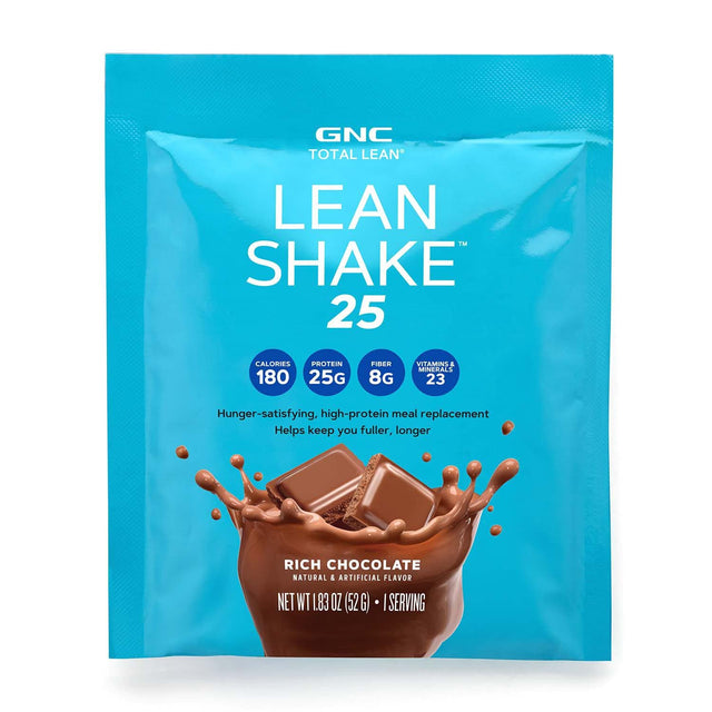 GNC Total Lean | Lean Shake 25 Packets | Individually Packaged High-Protein Meal Replacement Shake | Rich Chocolate | 6 Servings