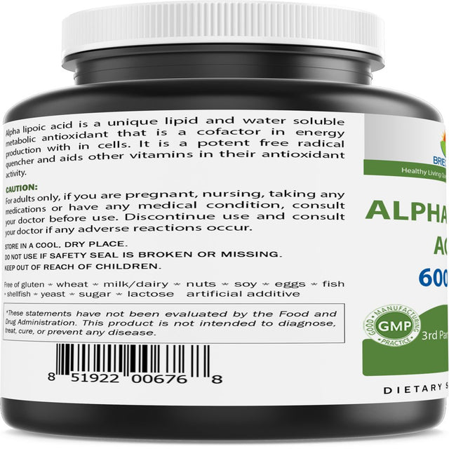 Brieofood Alpha Lipoic Acid 600Mg per Serving - 240 Capsules