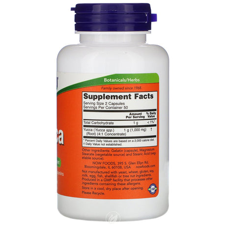 Now Foods Yucca, 100 Caps / 500 Mg, Pack of 2