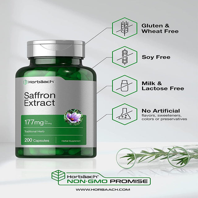 Saffron Extract Capsules | 177 Mg | 200 Count | by Horbaach