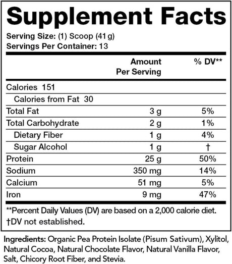 Olympian Labs Pea Protein Shake, Chocolate, Small, 18.8 Ounce