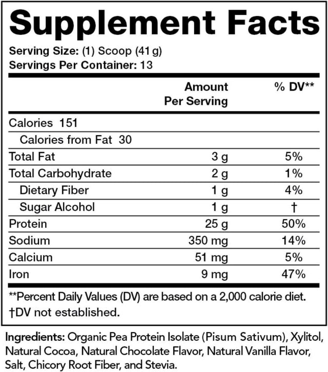 Olympian Labs Pea Protein Shake, Chocolate, Small, 18.8 Ounce