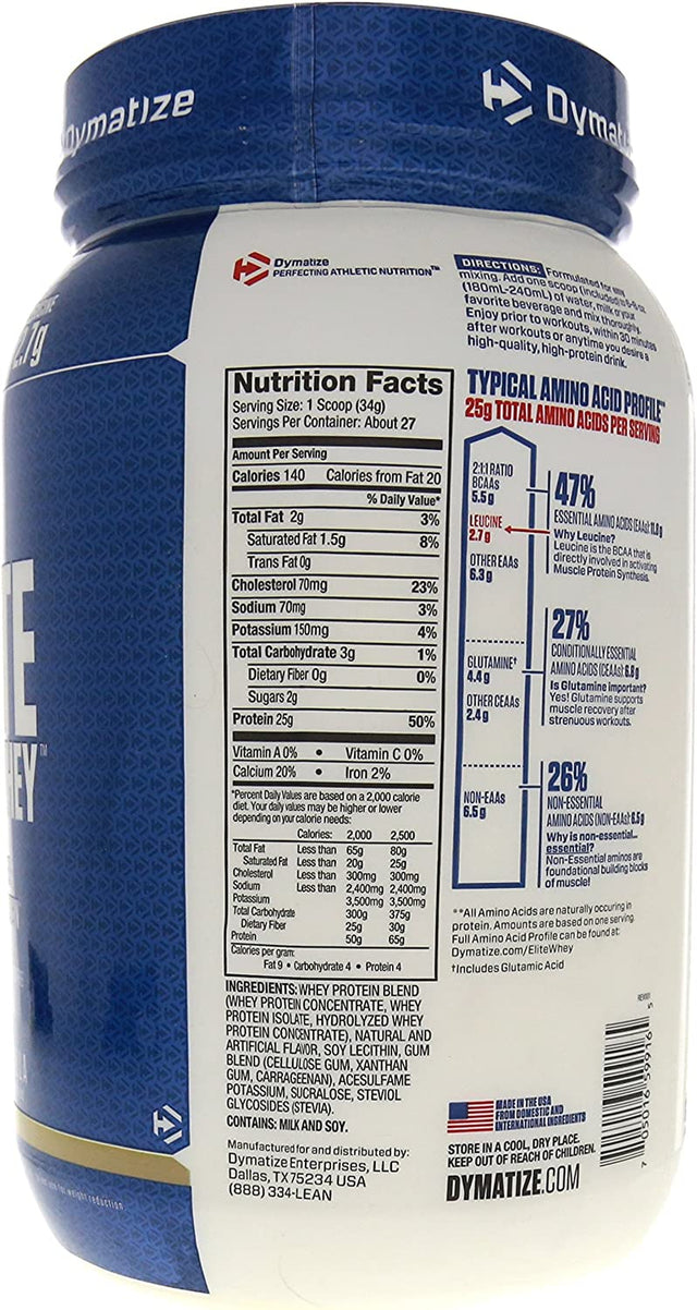 Dymatize Elite 100% Whey Protein Gourmet Vanilla - 2 Lbs