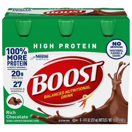 BOOST High Protein Nutritional Drink, Rich Chocolate, 20 G Protein , 6 - 8 Fl Oz Bottles