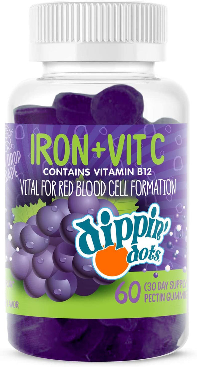 Dippin' Dots - Iron, Vitamin C & B12 Gummy Supplements (60 Count)