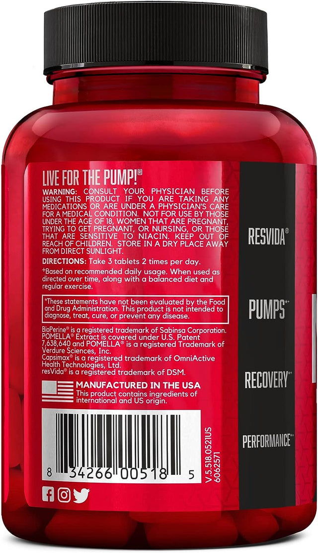 BSN NITRIX 2.0 - Nitric Oxide Precursors, 3G Creatine, 3G L Citrulline - Supports Workout Performance, Pumps, Muscle Recovery and Endurance - 90 Tablets