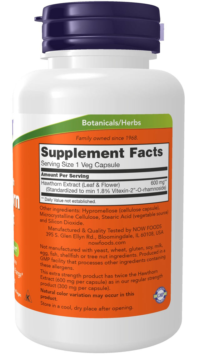 NOW Supplements, Hawthorn Extract 600 Mg, Extra Strength, Cardiovascular Support*, 90 Veg Capsules