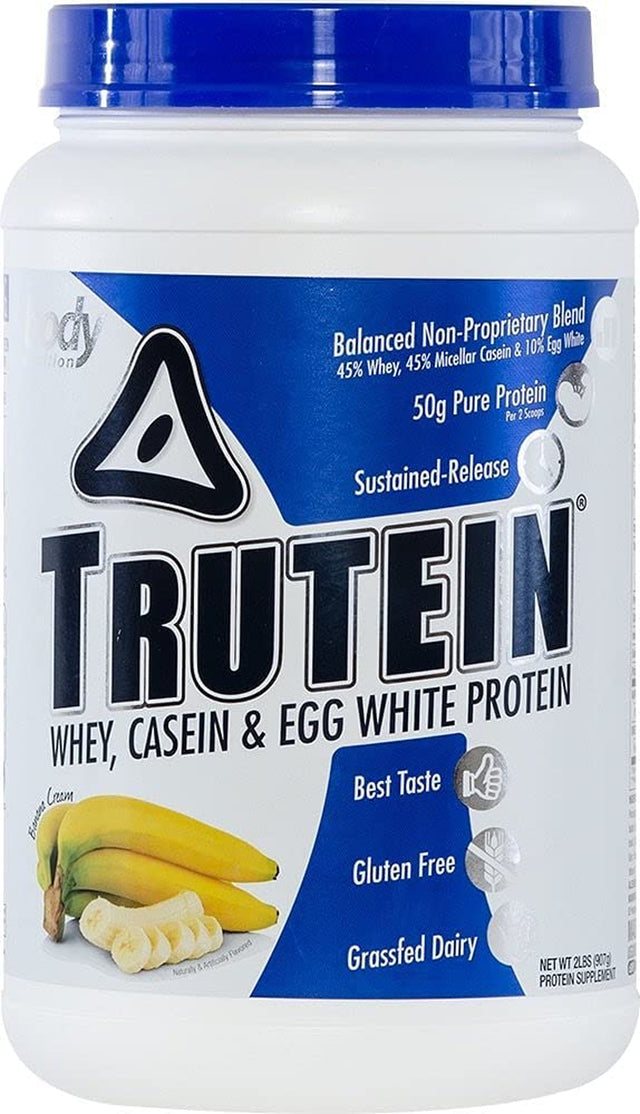 Body Nutrition Protein Powder - Trutein Banana Cream 2Lb Whey, Natural Keto Drink - Workout, Recovery