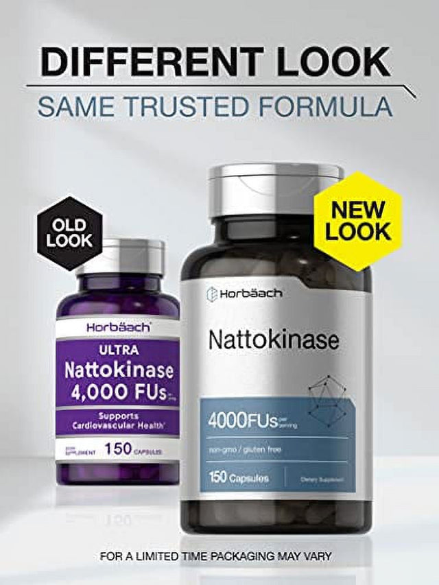 Nattokinase Supplement 4000 FU | 150 Capsules | Non-Gmo, Gluten Free | Supports Cardiovascular and Circulatory Health | by Horbaach