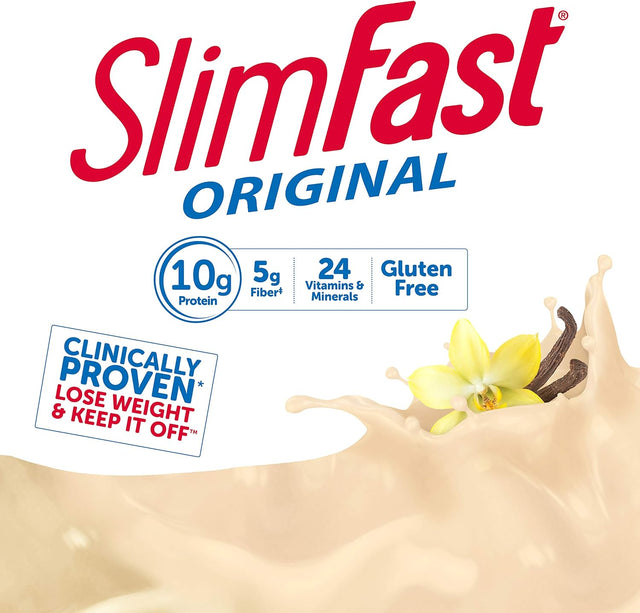 Slim Fast Original Weight Loss Meal Replacement RTD Shakes with 10G of Protein and 4G of Fiber plus 24 Vitamins and Minerals per Serving, French Vanilla, 20 Count