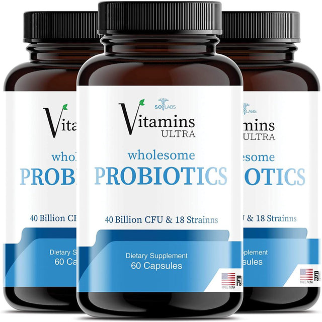 (3 Pack) Vitamins Ultra Wholesome Probiotics 51 Billion CFU and 18 Strains for Women Men