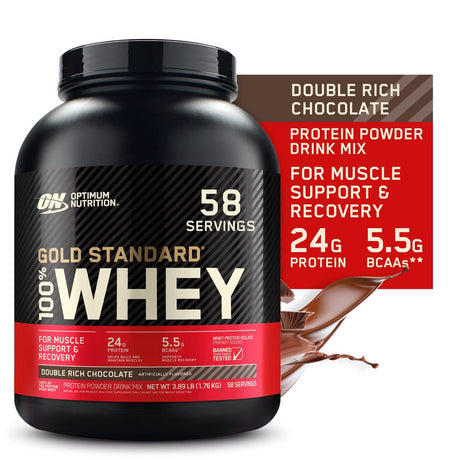 Optimum Nutrition, Gold Standard 100% Whey Protein Powder, Double Rich Chocolate, 58 Servings