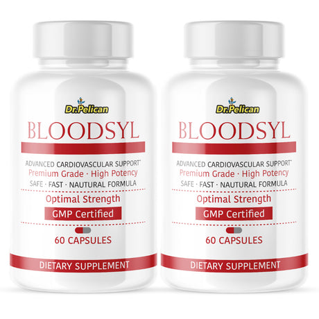 Bloodsyl- Sugar/Heart/Advanced Cardiovascular Support - 2 Bottles- 120 Capsules- Dr.Pelican