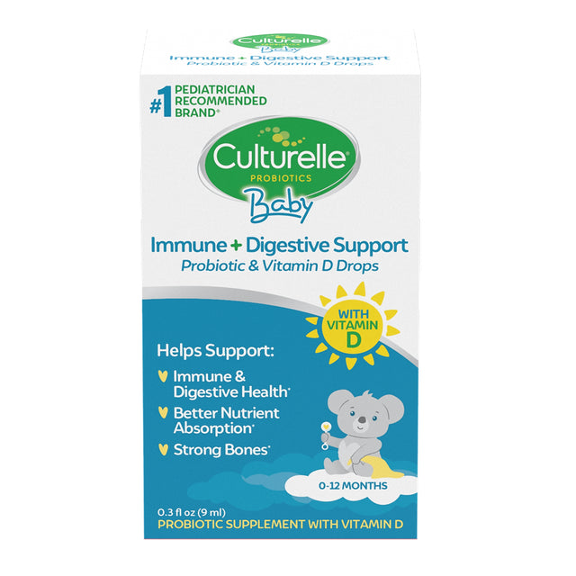 Culturelle Baby Immune & Digestive Support Probiotic + Vitamin D Drops for Babies (0-12 Months), Gluten Free, Non-Gmo, 9 Ml