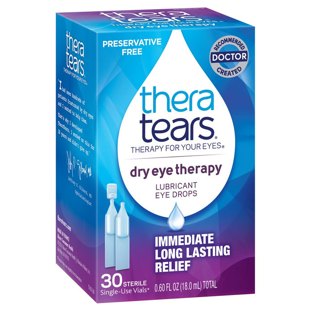 Theratears Dry Eye Therapy Lubricating Eye Drops, Preservative Free, 30 Single-Use Vials