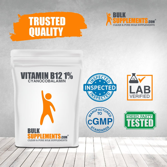 Bulksupplements.Com Vitamin B12 1% (Cyanocobalamin) Powder - B12 Vitamins - Vegan Vitamin - Vitamin B12 Supplements (100 Grams - 3.5 Oz)