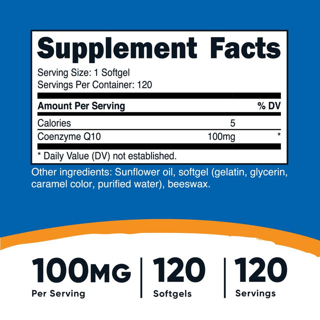 Nutricost Coq10 Softgels (120 Servings / 100 Mg Coq10 per Serving) | Better Absorption, Ultra Pure Coq10 Supplement - Gluten Free, Non-Gmo Softgels