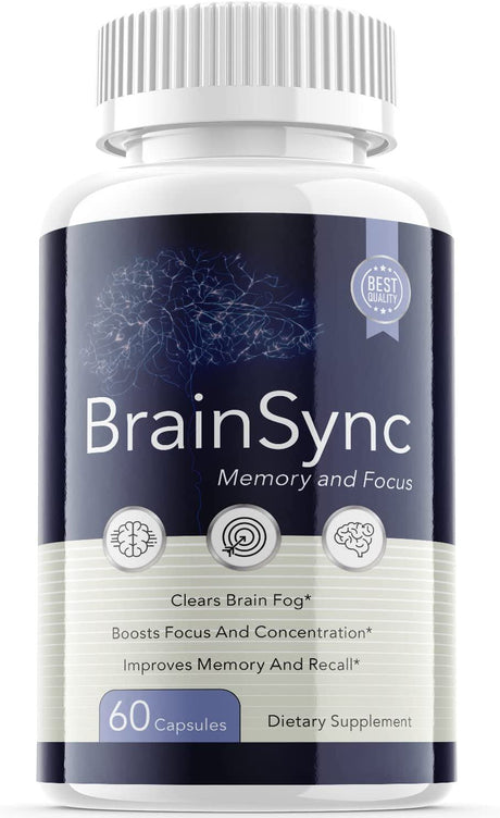 (1 Pack) Brain Sync - Dietary Supplement for Focus, Memory, Clarity, & Energy - Advanced Cognitive Support Formula for Maximum Strength - 60 Capsules