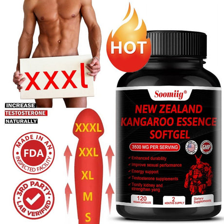 Soomiig New Zealand Kangaroo Essence Softgels 3500 Mg per Serving - Supports Energy and Endurance, Increases Blood Flow Male Enhancement