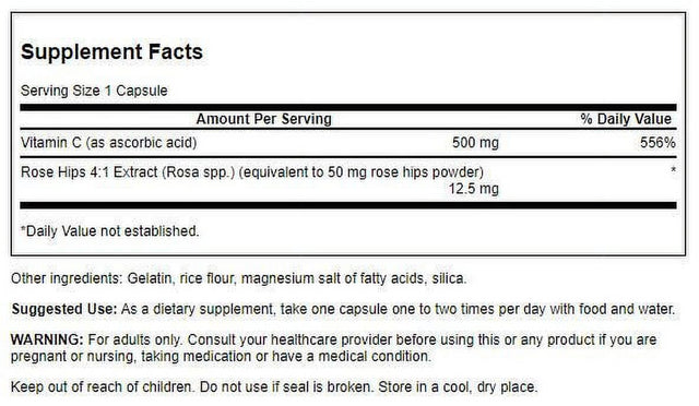 Swanson Vitamin C with Rose Hips, 500 Mg, 250 Count