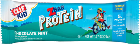 CLIF Kid Zbar Protein - Chocolate Mint - Crispy Whole Grain Snack Bars - Made with Organic Oats - Non-Gmo - 5G Protein - 1.27 Oz. (5 Pack)