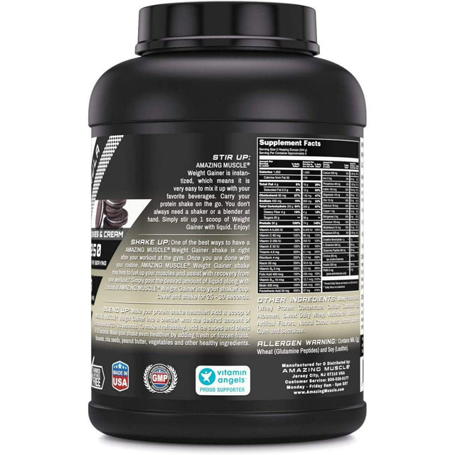 Amazing Muscle - Whey Protein Gainer - 6 Lb - Supports Lean Muscle Growth & Workout Recovery (Cookies & Cream)