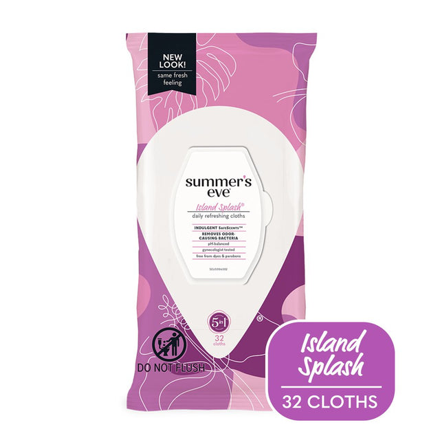 Summer’S Eve Island Splash Daily Feminine Wipes, Removes Odor, Ph Balanced, 32 Count