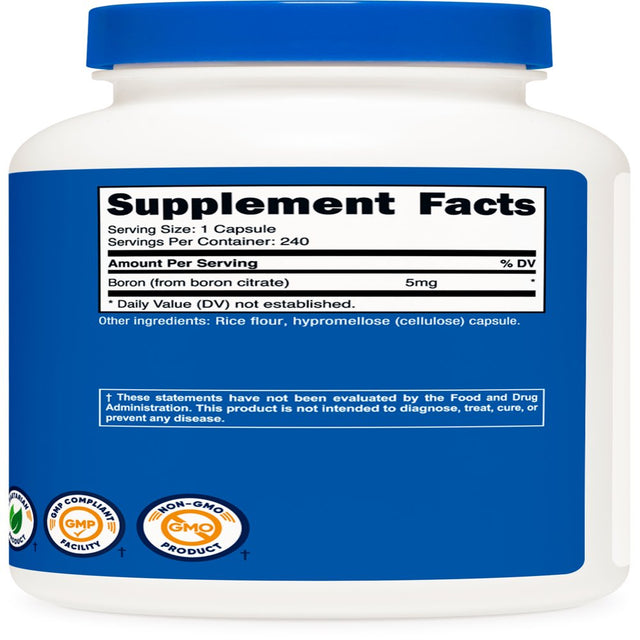 Nutricost Boron Capsules 5Mg per Serving (240 Vegetarian Capsules) - Non-Gmo Supplement
