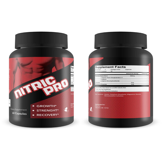 Nitric Pro - Nitric Oxide Booster - Supports Longer Staying Power - Improves Sexual Health - Enhance Performance and Recovery - 60 Capsules