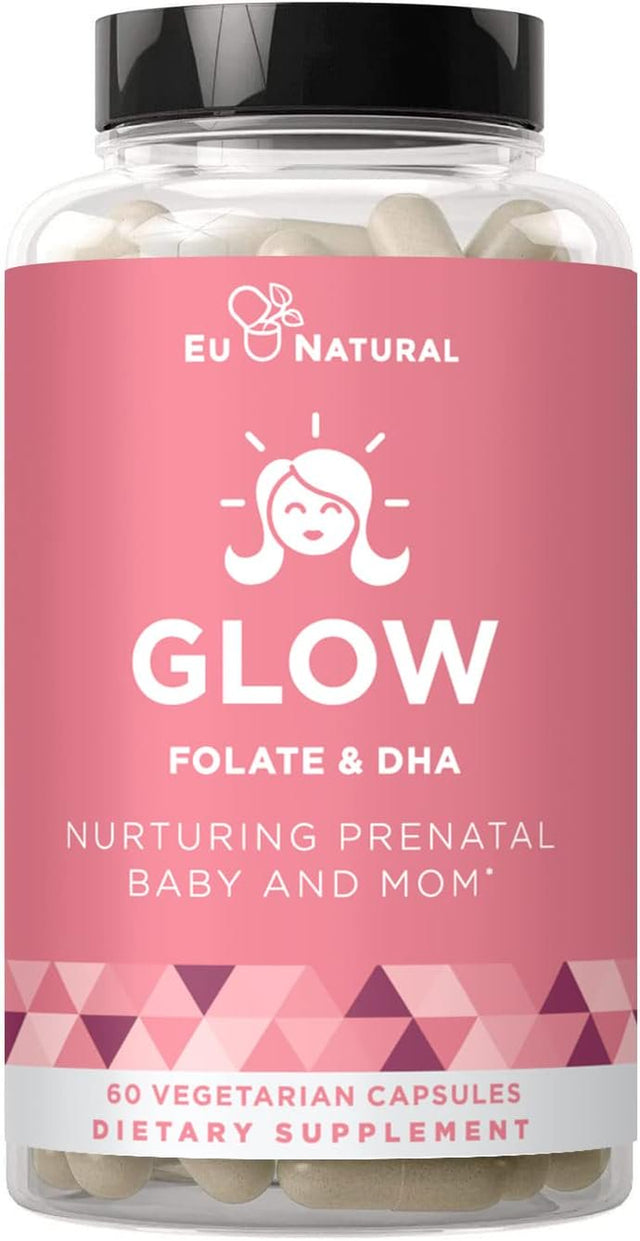 Glow Prenatal Vitamins for Women – 25-In-1 Vital Nutrients for Healthy Pregnancy and Fetal Development – Folic Acid & Vegan DHA for Baby'S Growth & a Comfortable Pregnancy – 60 Nourishing Capsules