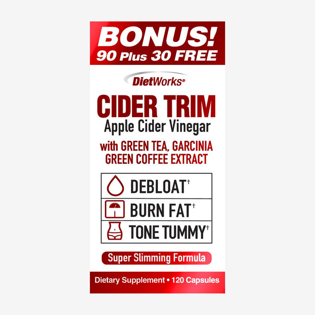 Dietworks Cider Trim Apple Cider Vinegar Capsules, 120 Ct