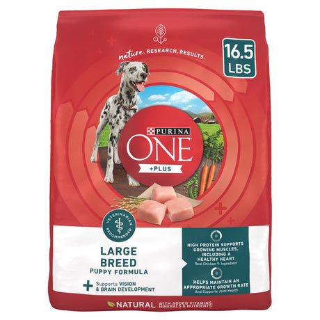 Purina One +Plus Puppy Dry Dog Food for Large Dogs High Protein, Real Chicken, 16.5 Lb Bag