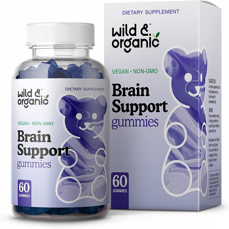 Wild & Organic Brain Support Gummies - Natural Nootropic and Focus Supplement, 60 Ct