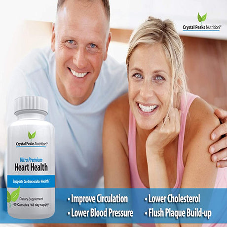 Heart Health Supplement with Vitamin K2 (Mk-7) + D3 - Lower Blood Pressure & Cholesterol & Cleanse Arteries of Plaque - Supports Cardiovascular Health & Improved Circulation (60 Capsules)