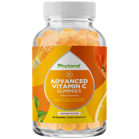 Natural Vitamin C Gummies for Adults - High Potency Vitamin C Immune Support Gummies - Ascorbic Acid Chewable Vitamin C Gummies Immune Booster for Adults with Potent Brain Vitamins Supplements