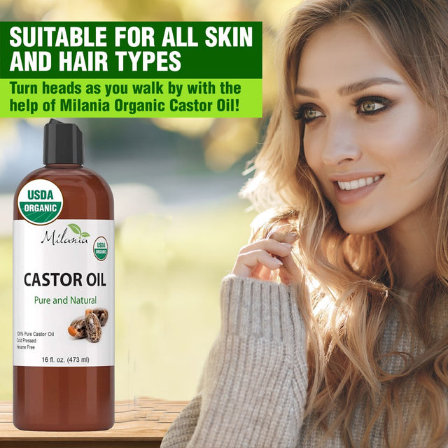 Premium Organic Castor Oil - 100% Pure and Hexane-Free Cold-Pressed Beauty & Skincare Serum - Eyelash & Eyebrow Hair Growth Enhancer - Natural Conditioner, Skin Moisturizer, Laxative for Men