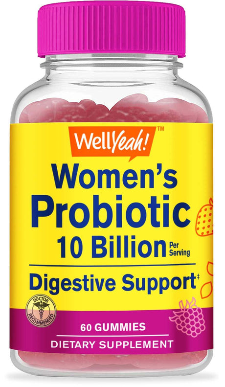 Wellyeah Probiotics for Women Gummies - 10 BILLION CFU - for Digestive Support, Gut Health, and Feminine Health Support - Natural Berry Flavor -Vegetarian, Delayed Release Womens Probiotic -60 Gummies