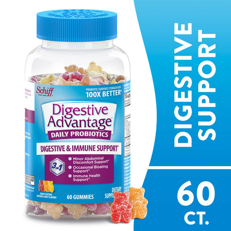 Digestive Advantage Daily Probiotic Gummies, Natural Fruit Flavors - 60 Gummies