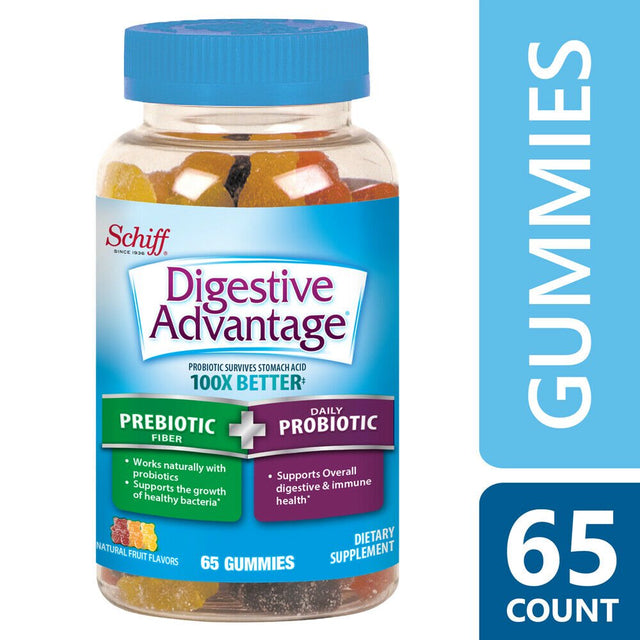 Digestive Advantage Probiotic Gummies plus Fiber, 65 Count (Pack of 4)