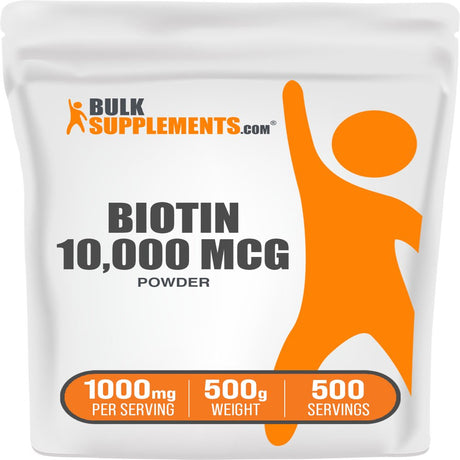 Bulksupplements.Com Biotin 1% (Vitamin B7) Powder - Skin Vitamins - Nail Growth - Hair and Nails Vitamins for Women - Vegan Biotin (500 Grams)