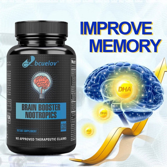 Super Nootropic Brain Booster Supplement - Enhance Focus, Boost Concentration & Improve Memory | Mind Enhancement with Ginkgo Biloba & St Johns Wort for Neuro Energy & IQ