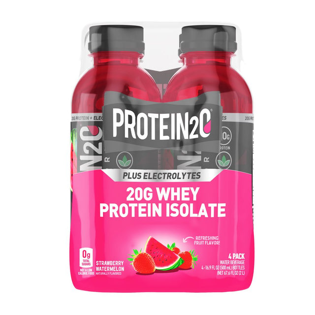 Protein2O 20G Whey Protein Infused Water plus Electrolytes, Strawberry Watermelon, 16.9 Fl Oz (Pk of 4)