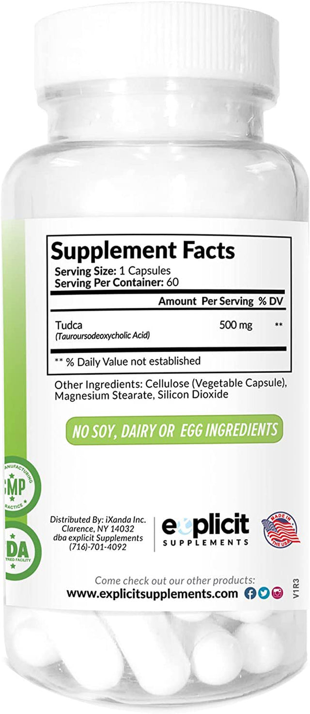 TUDCA (Tauroursodeoxycholic Acid) Liver Support Supplement - 500Mg per Serving - Pure Liver Support & Health - 60 Count