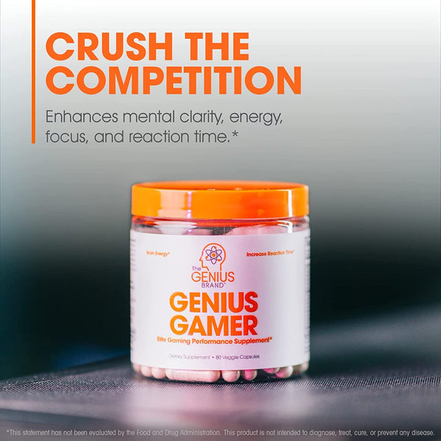 Gaming + Vision Focus Supplement Performance Booster for Brain & Mental Clarity, Reaction Time & Concentration, Genius Gamer by the Genius Brand